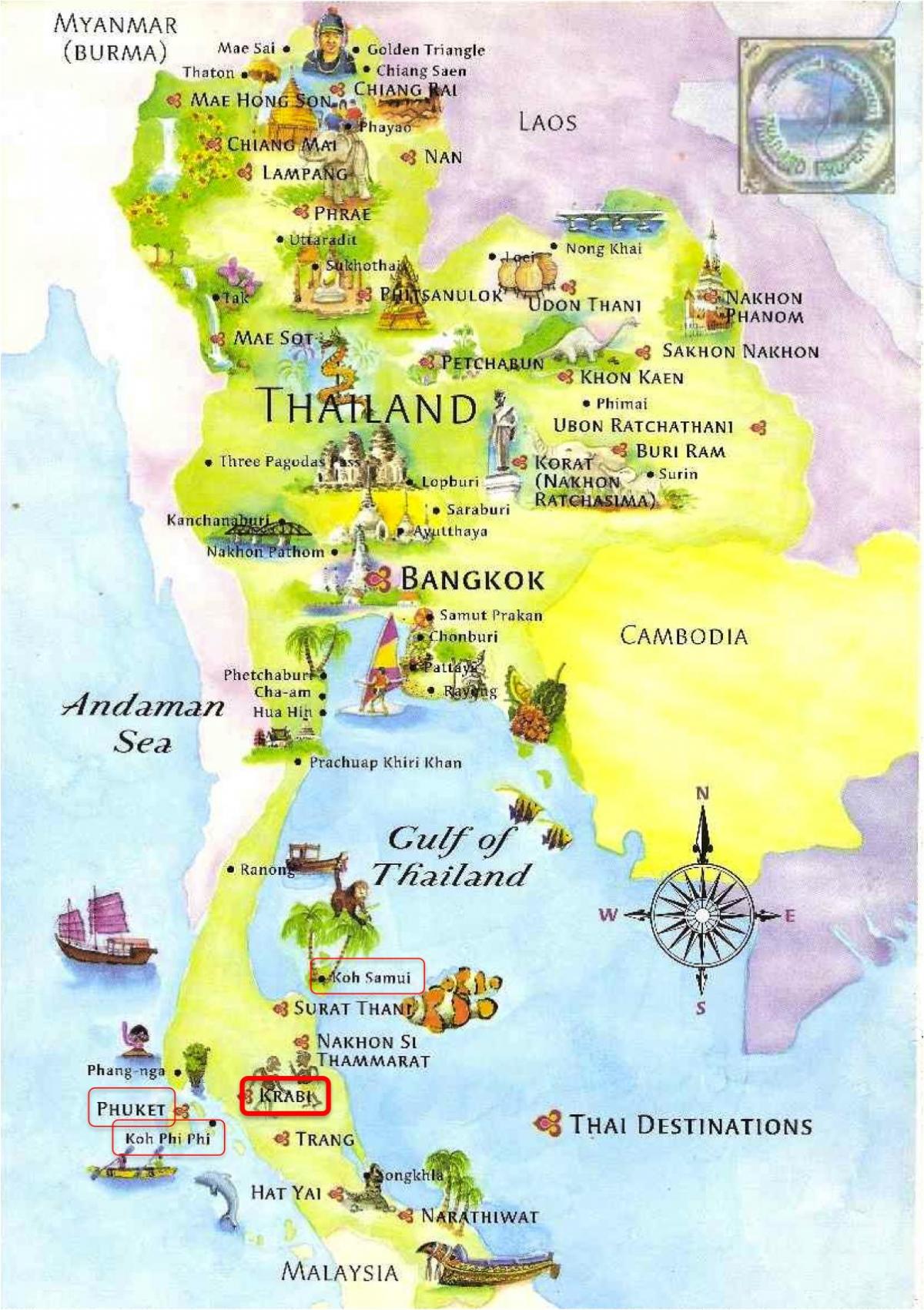 Thailand tourist attractions map