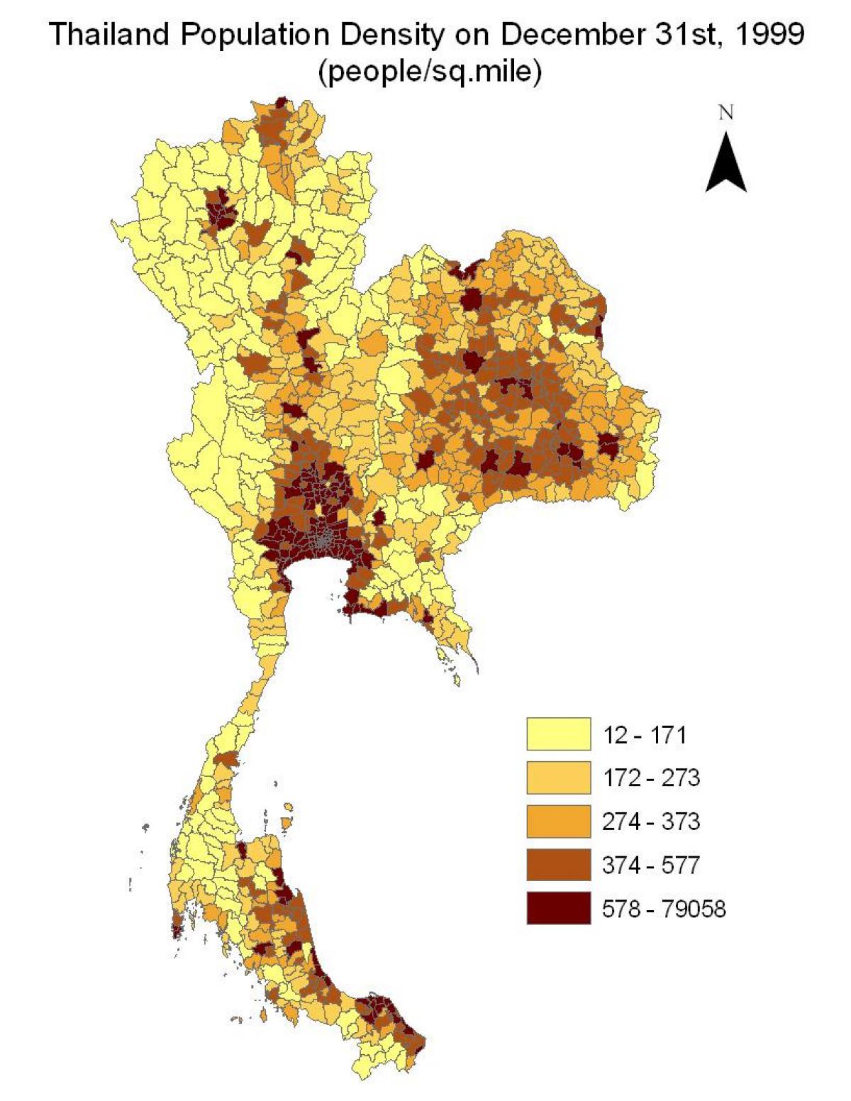 Map of Thailand population population density and structure of